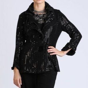 IC Collection | Black Wire Collar Sequin Jacket
